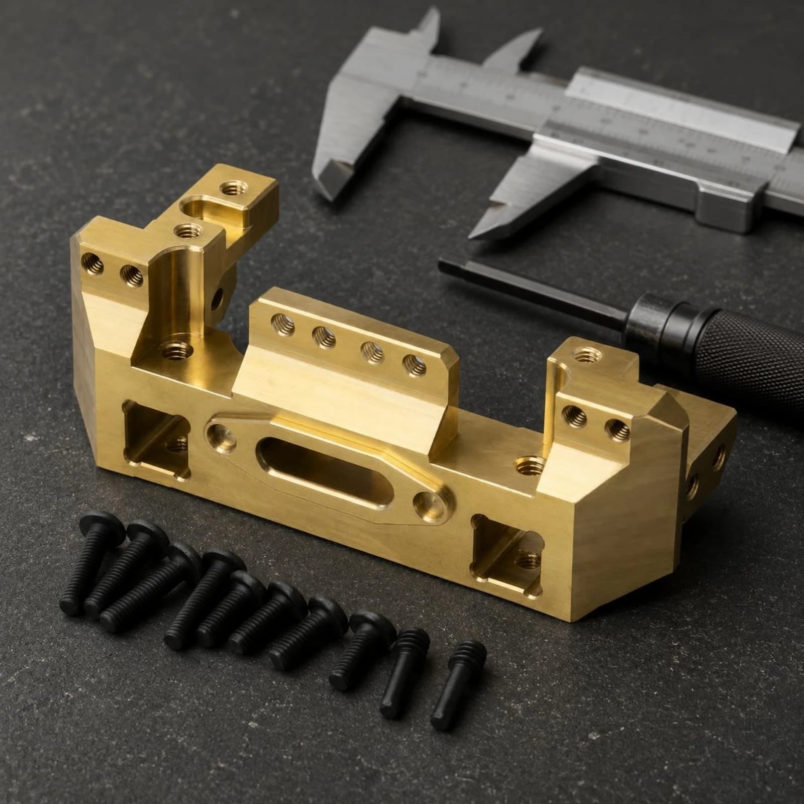 Bumper Crossmember Brass Front Bumper Servo Mount Front Servo Mount Machined Distant Control Hobby Part Extended Slot
