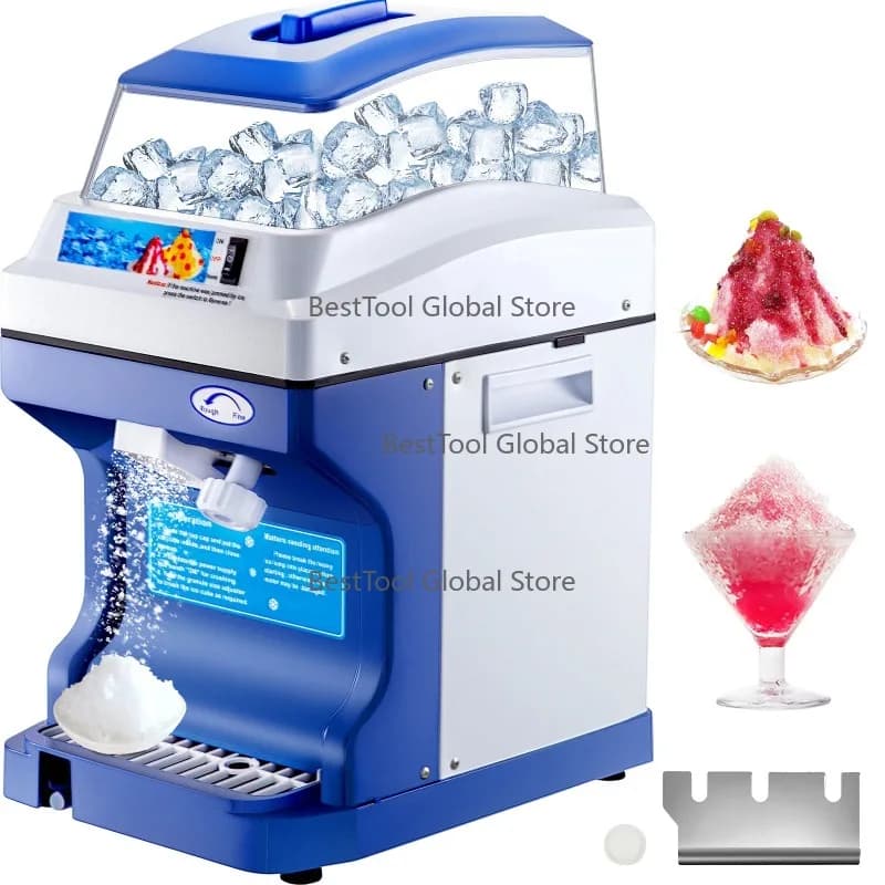 Tritaghiaccio Elettrico 120/200KG/H, Frullatore per Smoothie, Macchina Granulatrice, Trituratore per Coni di Neve e Cubetti di Ghiaccio