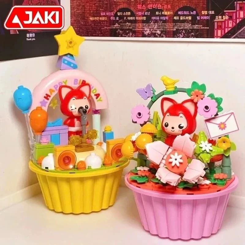JAKI Ali The Fox Paper Cup Cake Assembling Building Blocks Kawaii Anime Cartoon Model Desktop Collectible Ornaments Holiday Gift