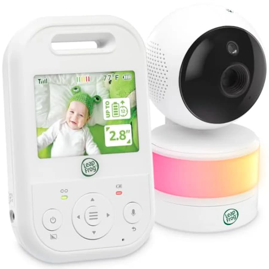 Baby Monitor con Schermo LCD IPS da 2.8 Pollici, Funzione Pan-Tilt-Zoom, Portata di 300m, Visione Notturna, Ninna Nanna Rilassanti, Luce Notturna, Audio Bidirezionale, Tempera