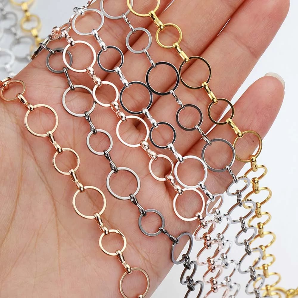 1M 10MM + 8MM Anelli chiusi rotondi Catena a maglie Catene di rame Catene per collane fatte a mano Risultati dei gioielli fai da te Accessori per borse all'ingrosso