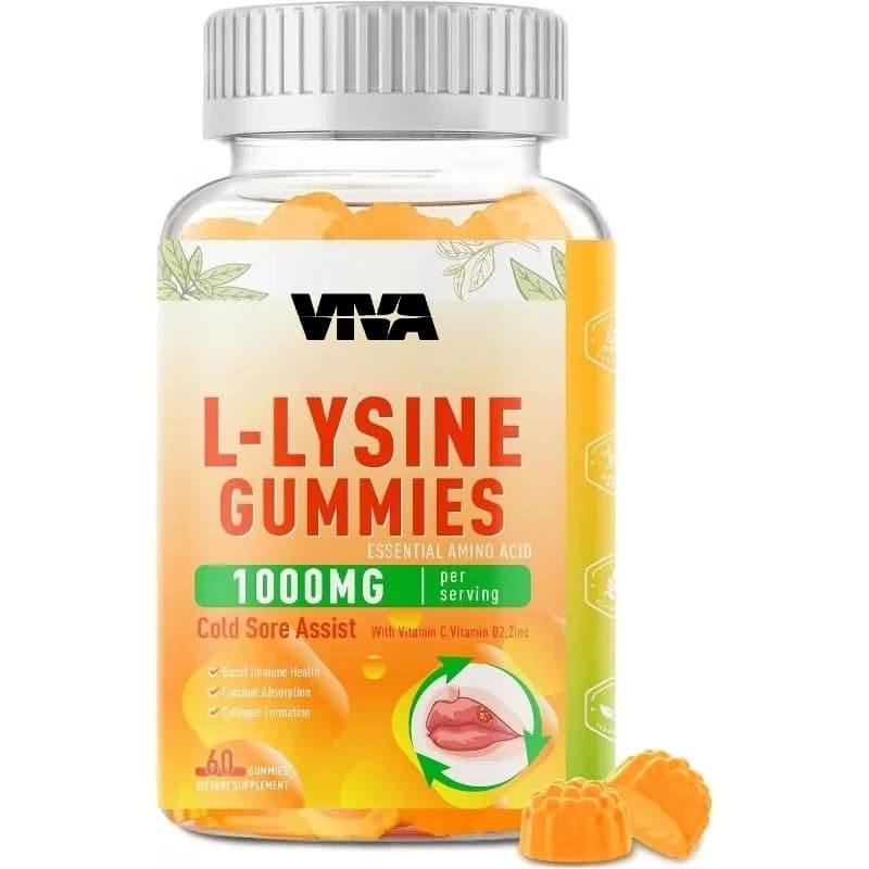 Lysine 1000mg gommose candies - Improves immune health and collagen, non-GMO, vegan, gluten-free -60 gommose candies