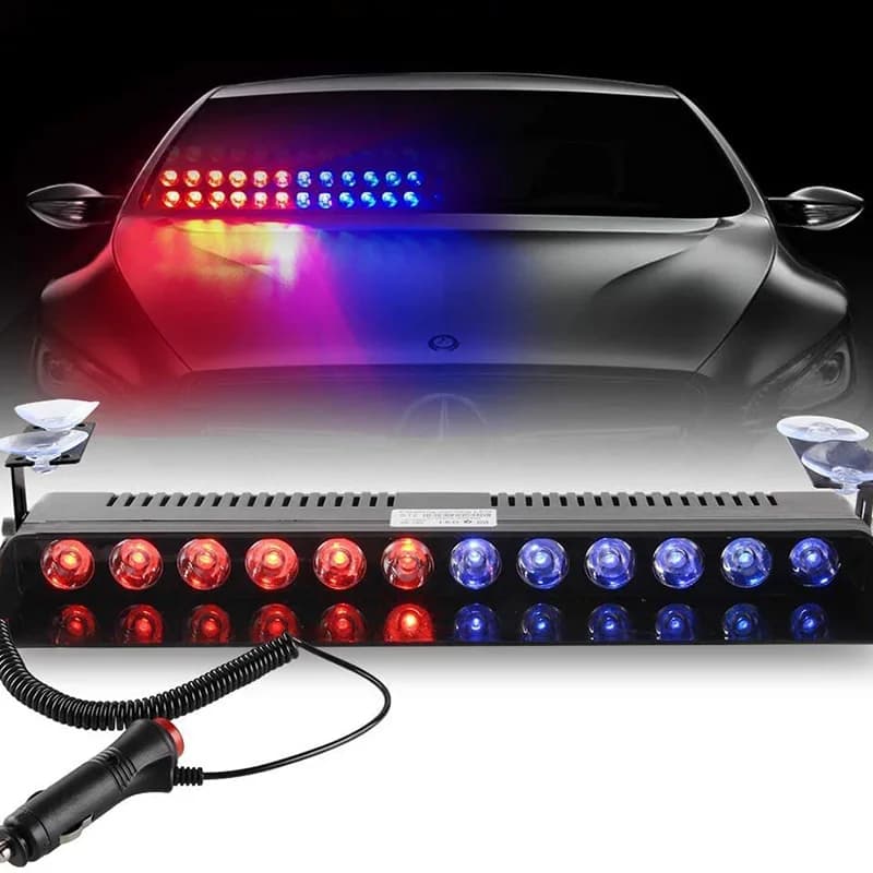 12LED LED Luci della polizia Luce stroboscopica per auto 12V Lampade di segnalazione di emergenza Spia Auto camion Lampeggiante Parabrezza Flash