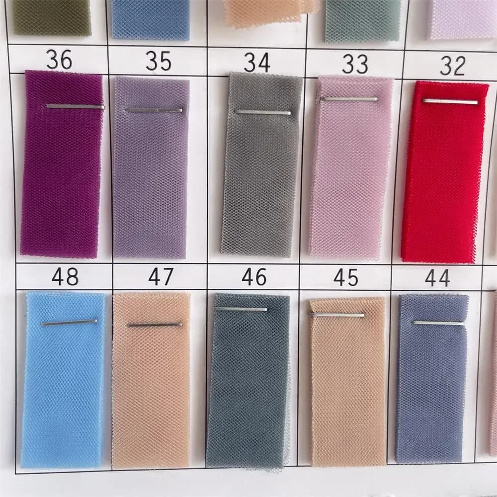 Tessuto a rete in tulle per decorazioni di abiti da sposa e gonne, tessuto con zanzariera, crittografia svizzera, 67 colori, RS4135