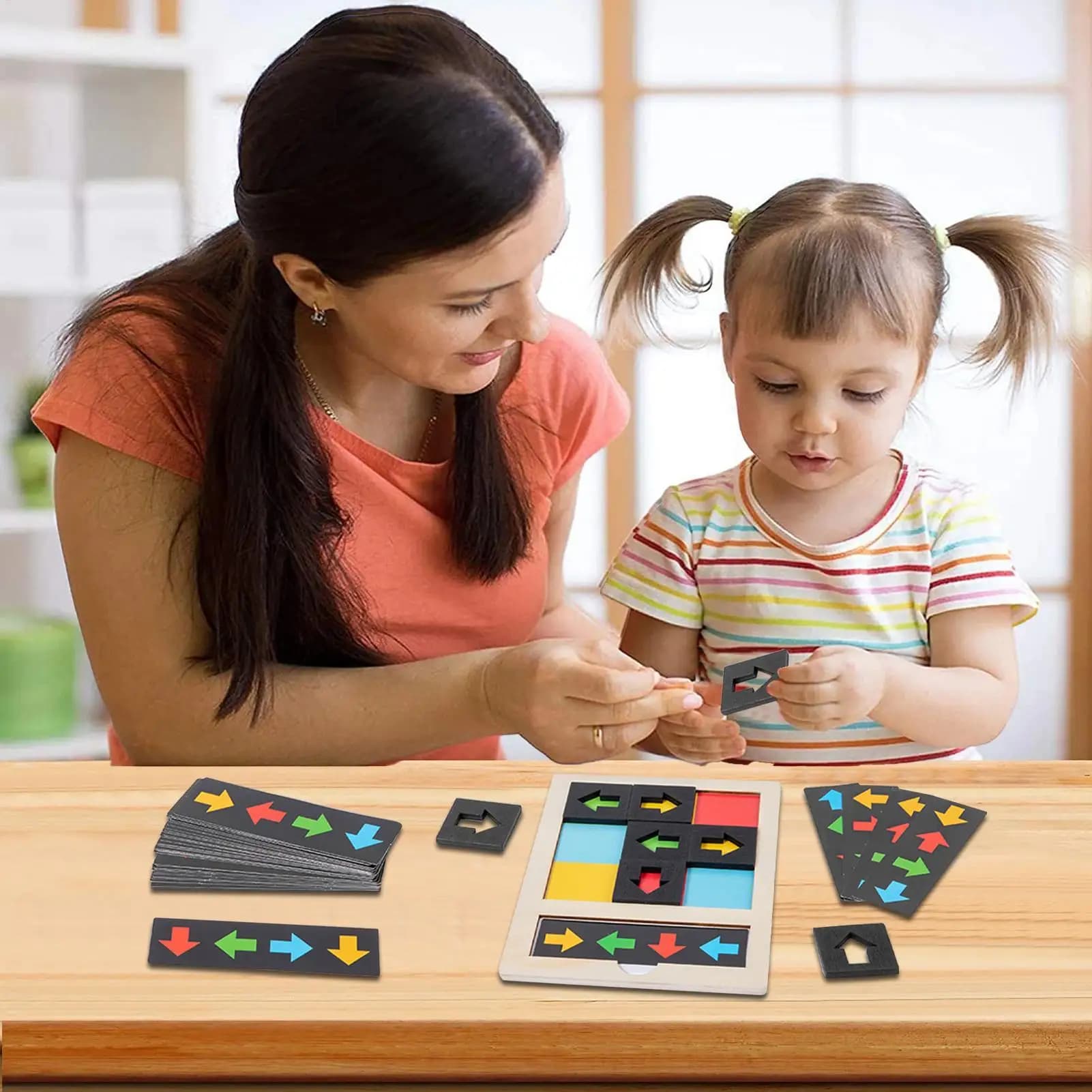 Direzione Blocco Puzzle Legno Bambini Direzione Colore Puzzle Gioco Gioco da tavolo cognitivo Apprendimento Rompicapo Forma Corrispondenza