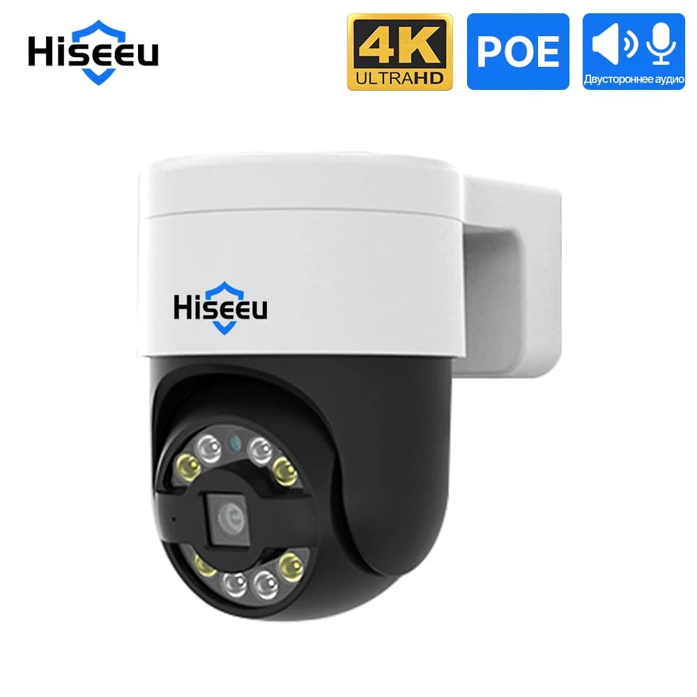 Telecamera IP PTZ POE Hiseeu 5MP 4K 8MP, Visione Notturna a Colori, Telecamere di Sorveglianza CCTV per Esterni Compatibili con Xmeye Pro NVR