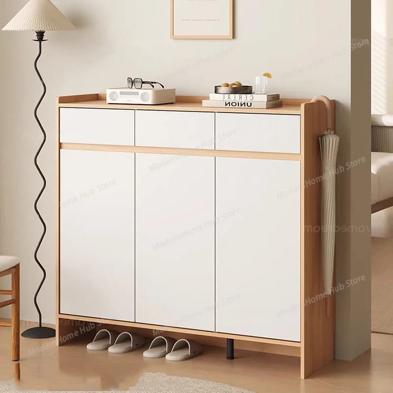 Scarpiera salvaspazio con ripiani, organizer per ciabatte, mobiletto porta scarpe in legno, scaffale verticale di design per archiviazione, mobili per la casa