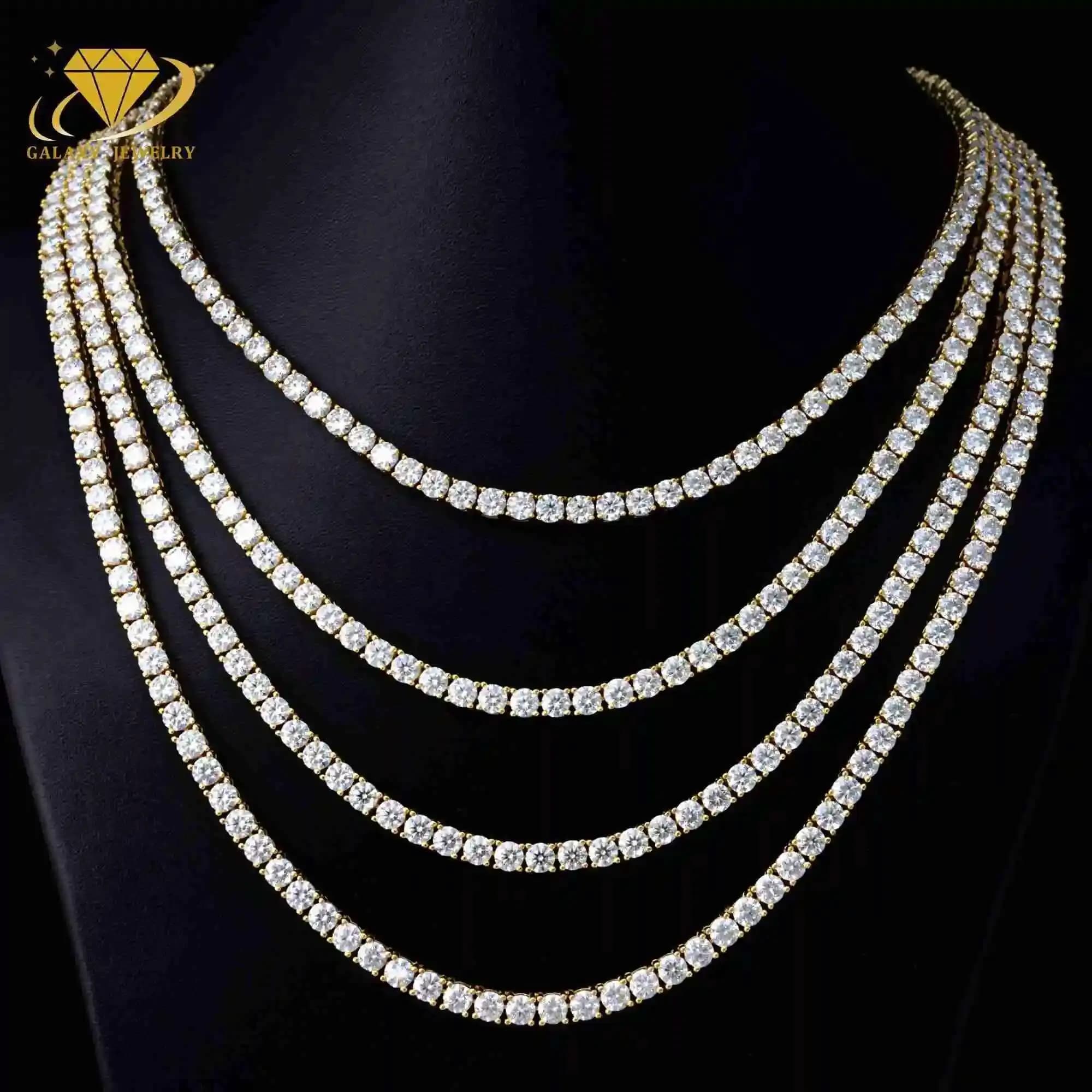 Gioielli Hip Hop Certificato GRA Argento sterling 925 Bling 3mm Bianco Vvs Iced Out Moissanite Collana a catena da tennis per uomo donna