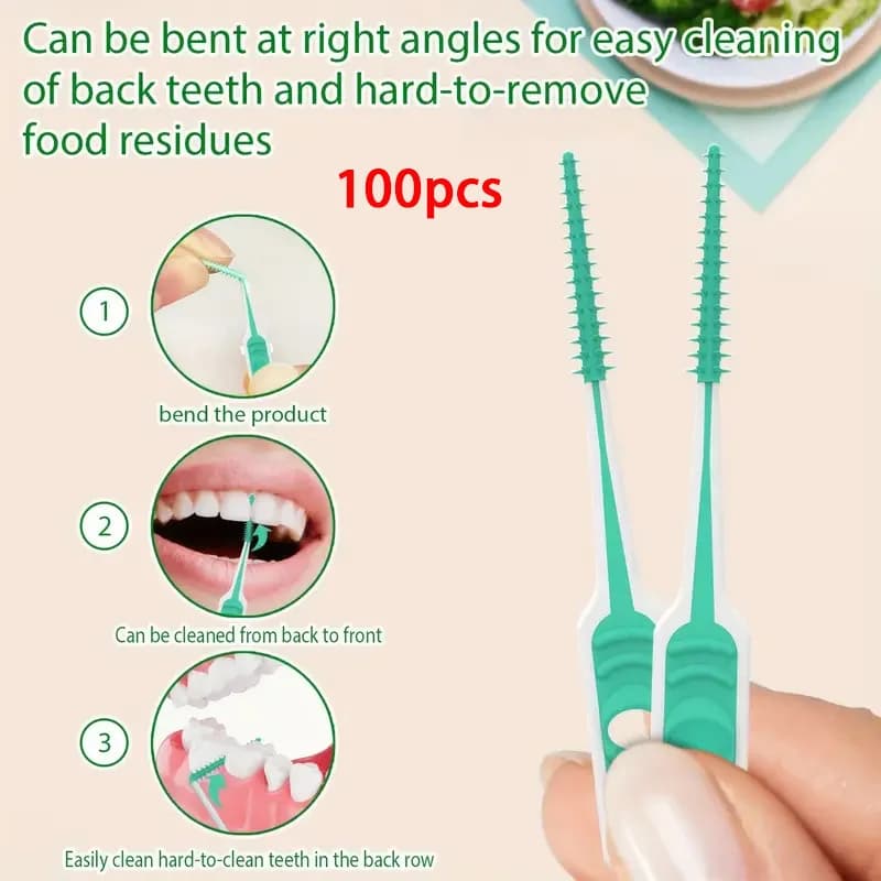 100 pezzi con filo strumenti per la pulizia orale spazzole interdentali in silicone stuzzicadenti spazzolino tra i denti