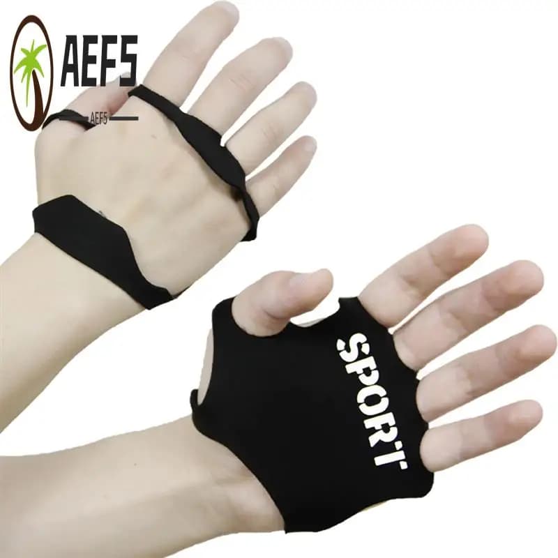 AEF5-Plastic fitness guides without fingers Breathable sports training gloves for women and men Lifting with ventilated handle