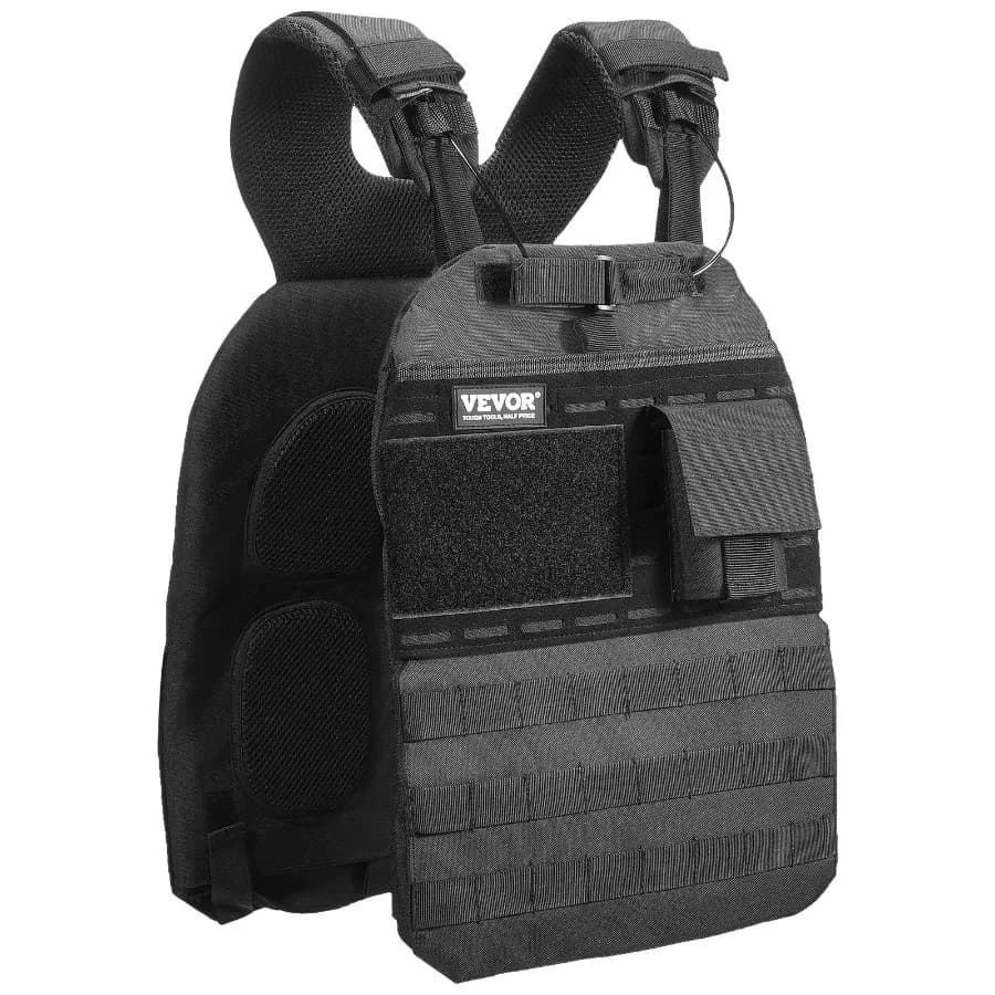 Gilet Zavorrato Regolabile da 40 libbre per Uomini e Donne, Nero, per Allenamento Fitness, Forza, Resistenza, Corsa, Jogging, Camminata, Workout