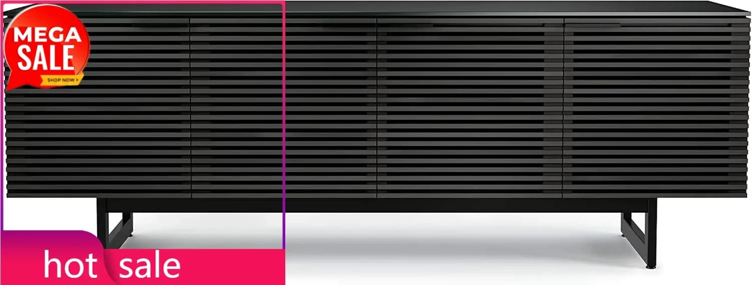 Mobile TV Hot Sale Corridor 8179-79.25'' per TV fino a 85'' con ripiano per soundbar, cassetto portaoggetti, gestione cavi, compatibile con telecomando