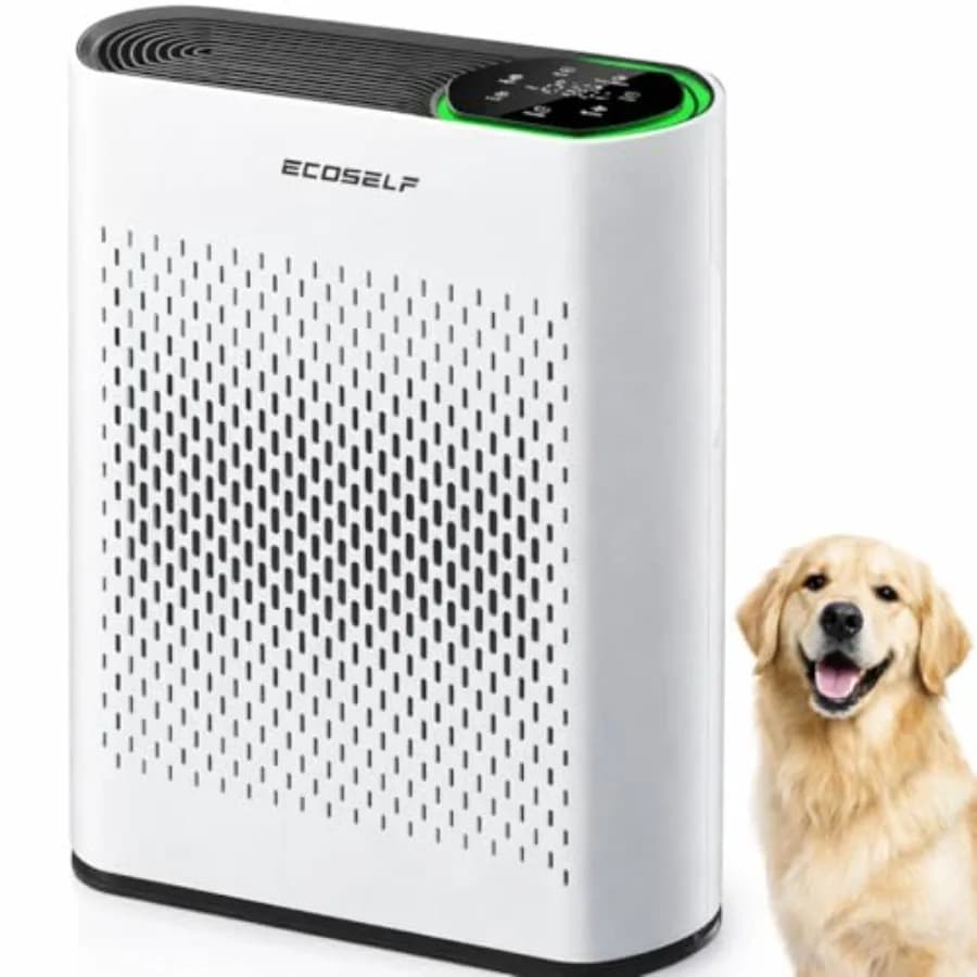 Purificatore d'aria per ambienti di grandi dimensioni, filtro HEPA a 3 stadi, bianco, purifica 2,400 piedi quadrati in 30 minuti con flusso d'aria a 360°, monitoraggio PM2.5 in tempo reale
