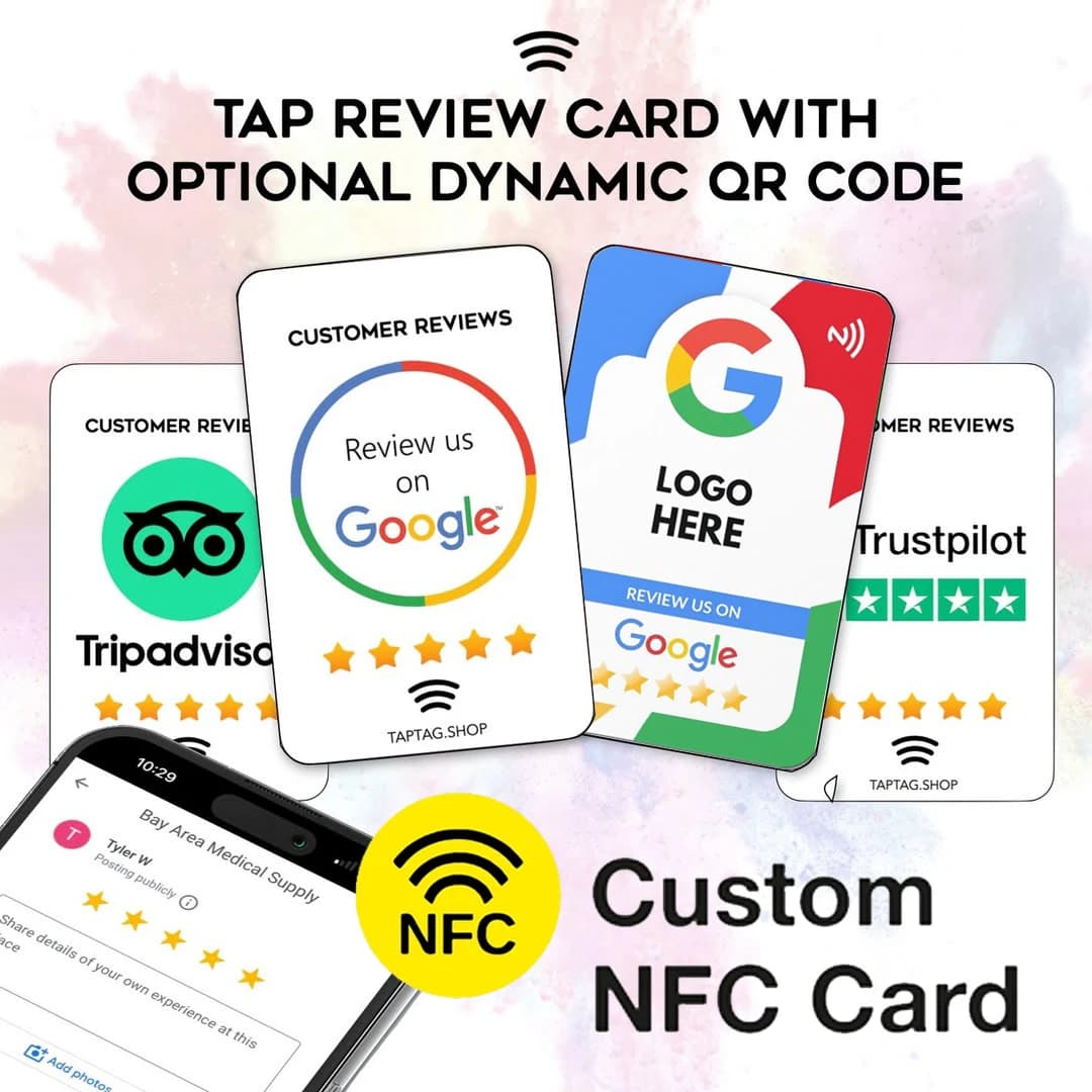 Le schede di revisione intelligenti interattive NFC aumentano la presenza online su Google TripAdvisor Scheda Facebook per la connettività di fidanzamento digitale