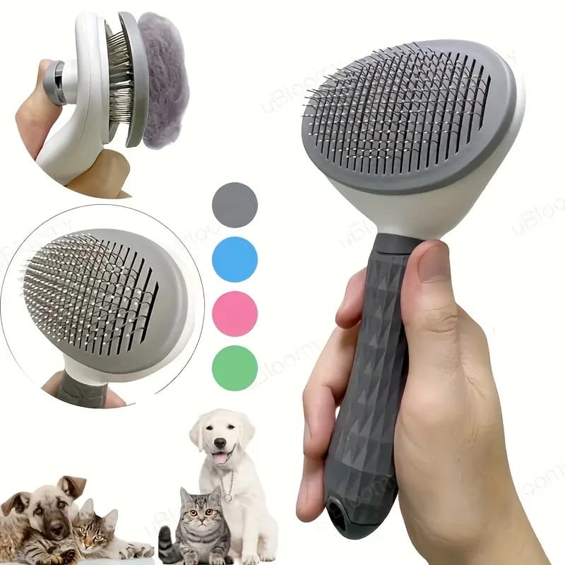 Spazzola autopulente a un clic per animali domestici, pettine districante per gatti e cani, rimuove il pelo in eccesso, aghi in acciaio inossidabile, strumento per la toelettatura degli animali