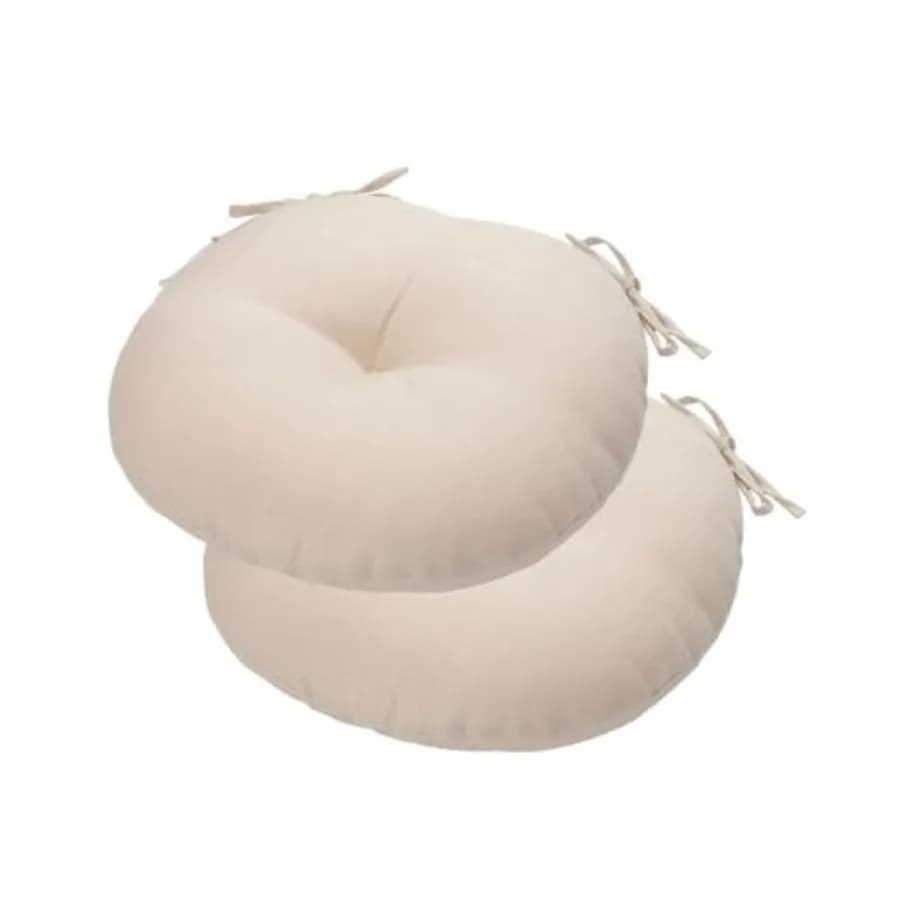 Cuscini per sedie da bistrot, set da 2 cuscini rotondi trapuntati da 15 pollici con lacci, 15"x15"x4", cuscino rotondo resistente all'acqua per sedie B