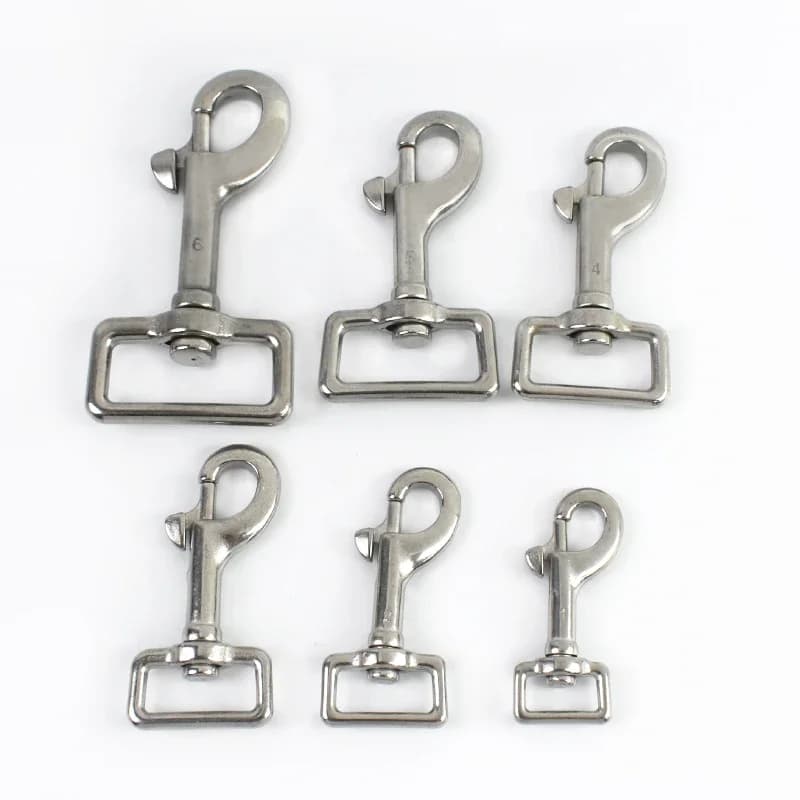 1/2 Pezzi Moschettone Girevole in Acciaio Inossidabile 316, Fibbie a Gancio in Ottone, Clip a Grilletto per Collari di Animali Domestici, Accessori per Portachiavi