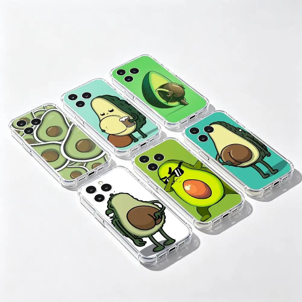 Avocado Fruit Phone Case Transparent IMD For IPhone 17 16 15 14 13 12 11 PRO MAX PLUS Mini Soft Cover