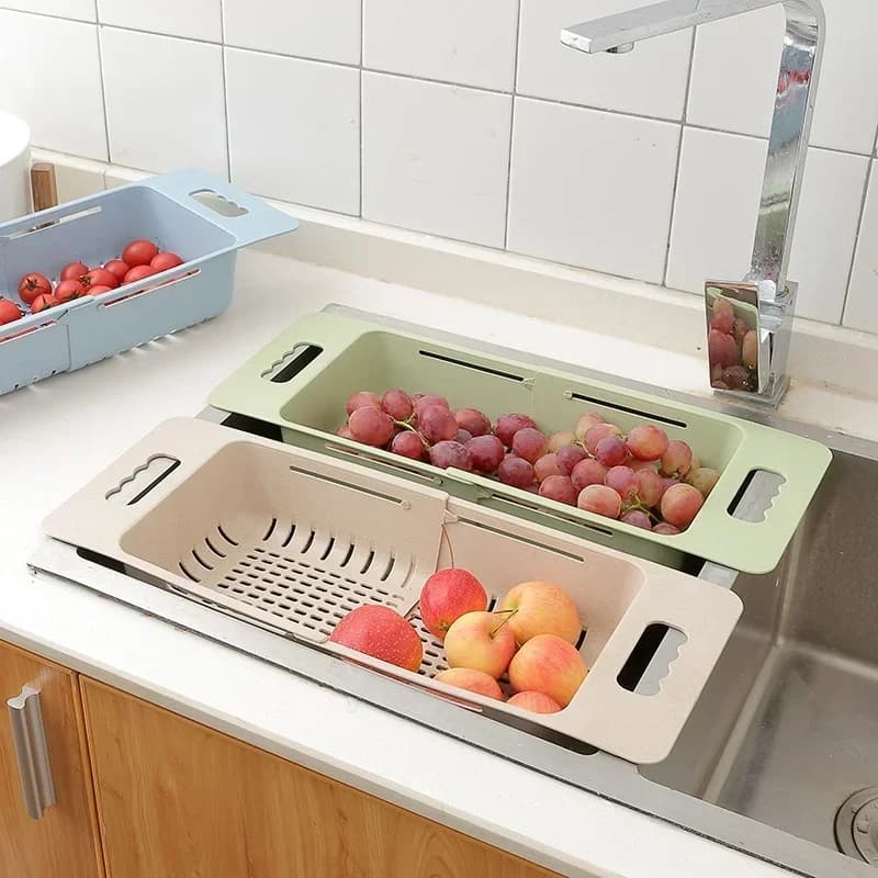 Portable kitchen adjustable scolapiatti kitchen sink drainage basket fruit washing plastic vegetables stick accessories supplies