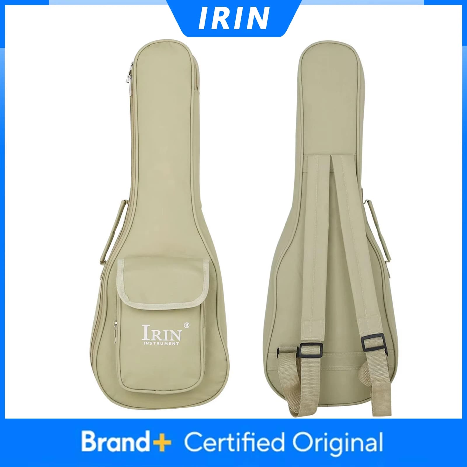 IRIN Borsa per chitarra ukulele da 24 pollici, portatile, beige, in tessuto Oxford, impermeabile, zaino per chitarra, borsa a tracolla, parti e accessori per chitarra