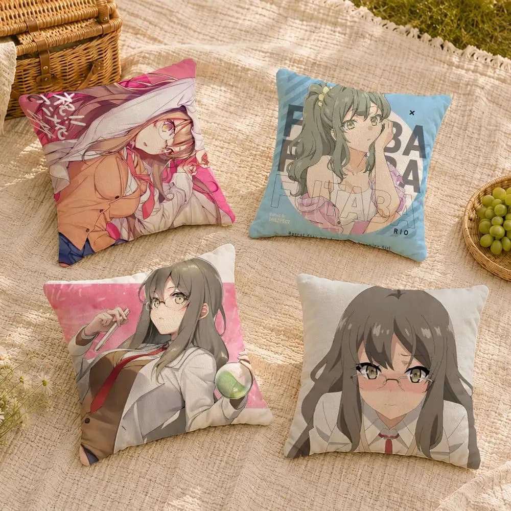 anime R-Rio F-Futaba Cushion Cover Soft Short Plush Throw Pillow Cover Washable Skin Friendly Sofa Living Room Decor