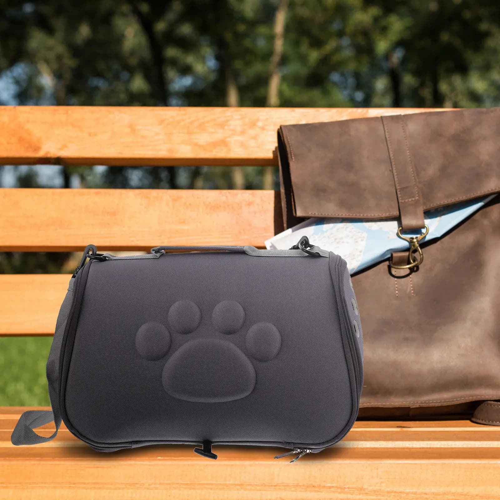 Pet Travel Carrier for Cats Small Dogs Rabbits Portable Foldable Pet Bag with Adjustable Strap Breathable Sides Easy Storage