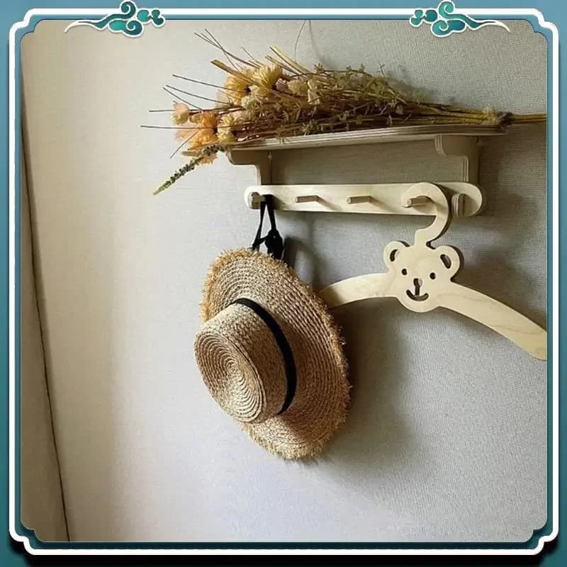 Premium 6Pcs Nordic Wooden Cloud Hangers, INS Style Wall Mounted Clothes Rack, Cute Hook Organizer for Baby Garment Coat