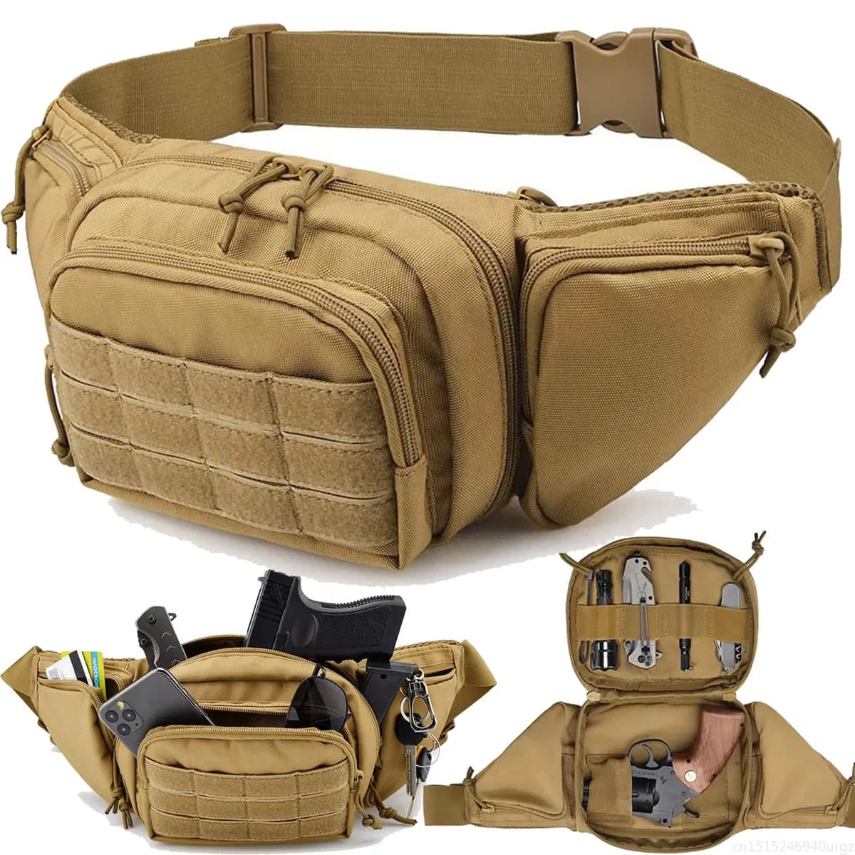 Marsupio da uomo Cintura Bumbag in nylon impermeabile Molle EDC Marsupio per telefono per caccia, arrampicata, campeggio