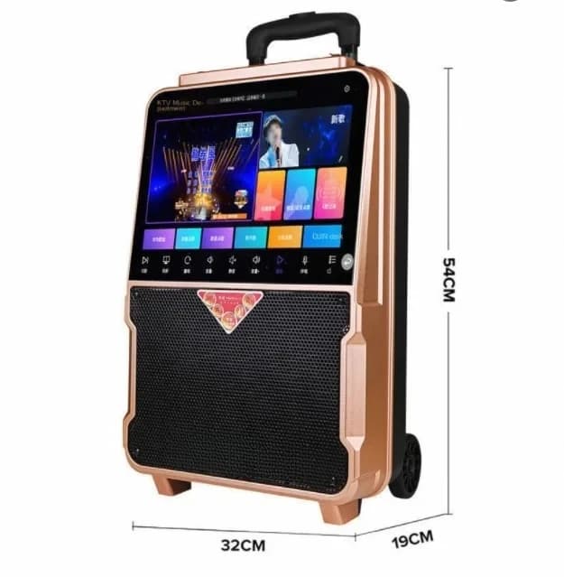 H23 Macchina per karaoke all'aperto Altoparlante per carrello per woofer con schermo HD da 16 pollici Funziona a batteria per home theater e feste