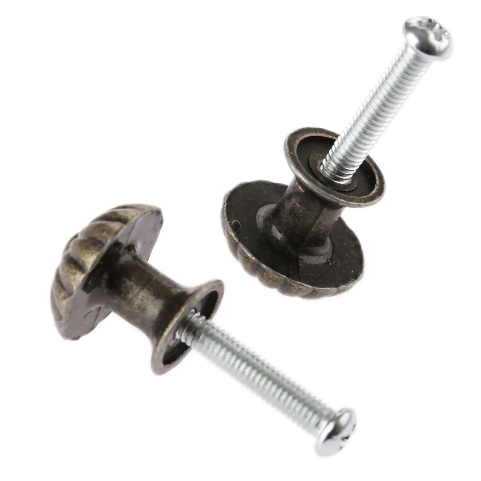 2 Pezzi Maniglia Rotonda Vintage 18*17mm in Bronzo Antico per Cassetti, Porte, Finestre, Armadi e Mobili