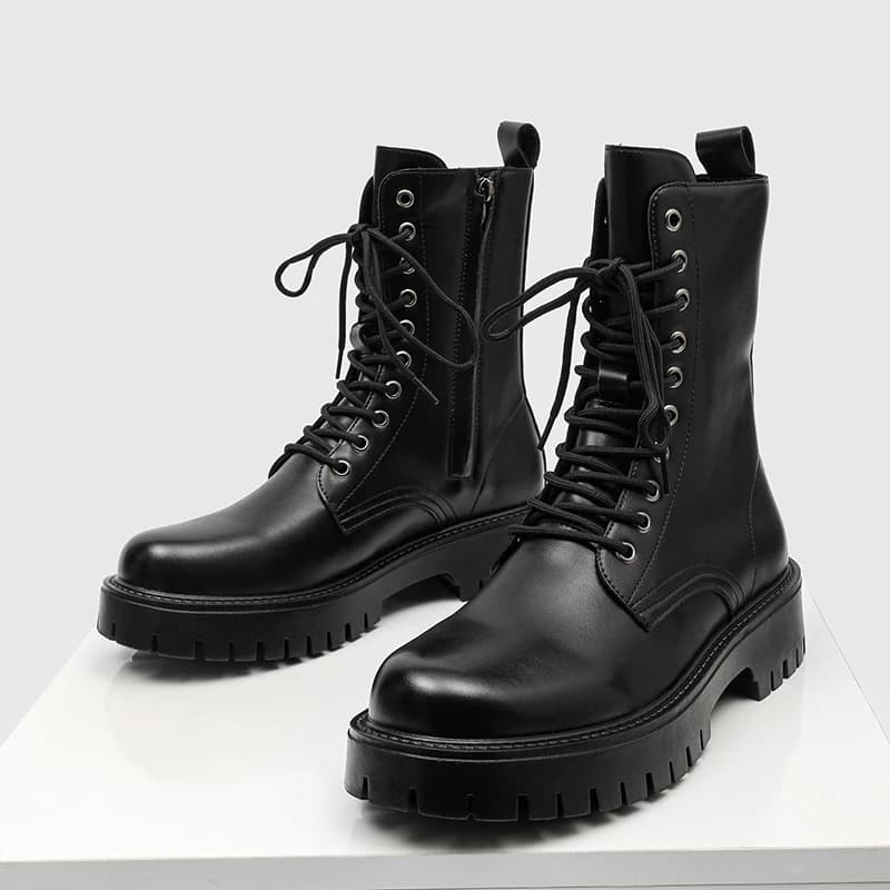 2026 Men's Women Fashionable High-Top Black Boots Casual Shoes Outdoor Off-Road Hiking Ankle Boots Trendy Comfortable Footwear