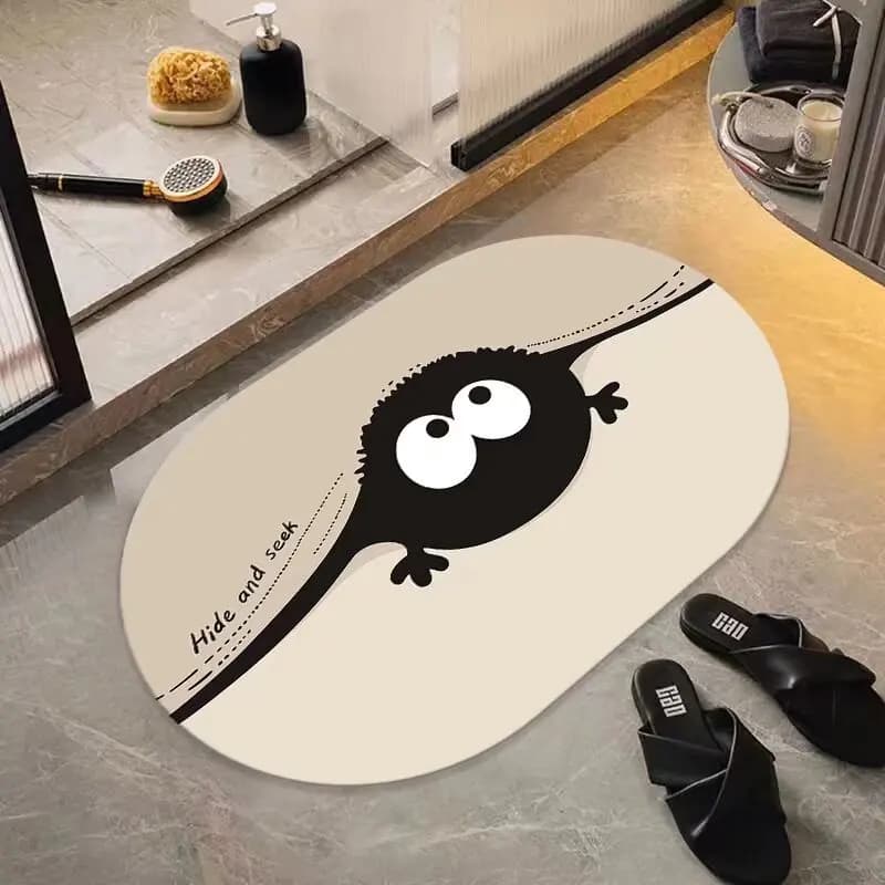 Coal-shaped diatomee mud mat, nice, for bathroom, WC, door, absorbent, anti-slip, quick drying, entrance mat.