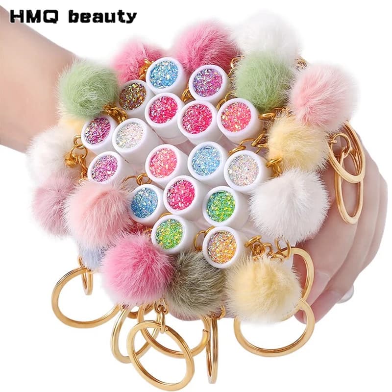 50/10/5 pieces brush tube for eyelashes with key rings in gold and soft fur pom pom ball extension eyelashes brush for makeup combs for eyebrows beauty tools