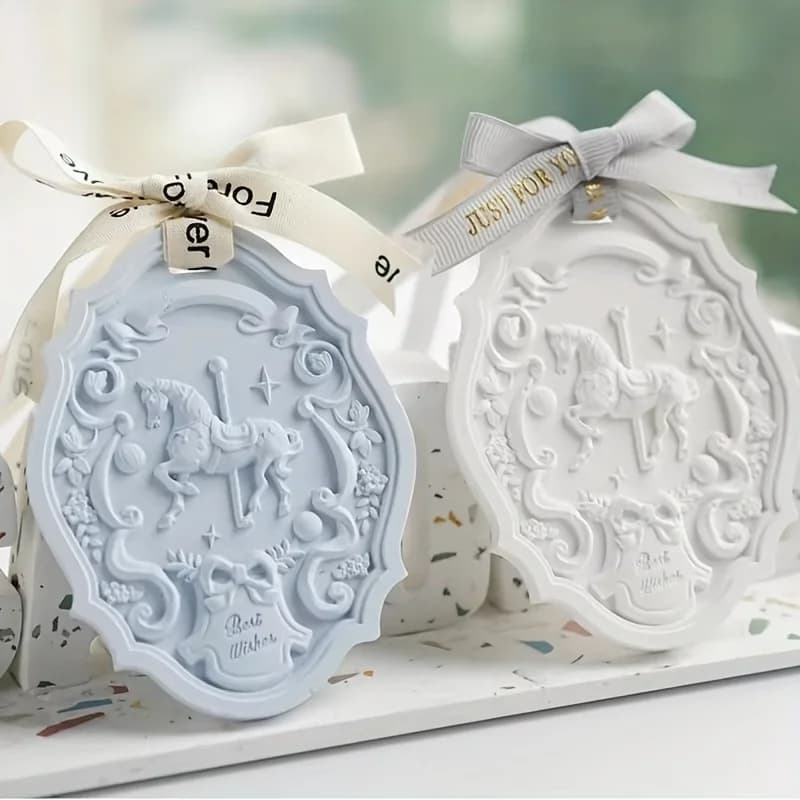 Stampo in Silicone a Tema Fantasy per Carosello Rettangolare, per Creazioni in Gesso e Aromaterapia | Stampo in Foglio di Cera per Decorazione Auto