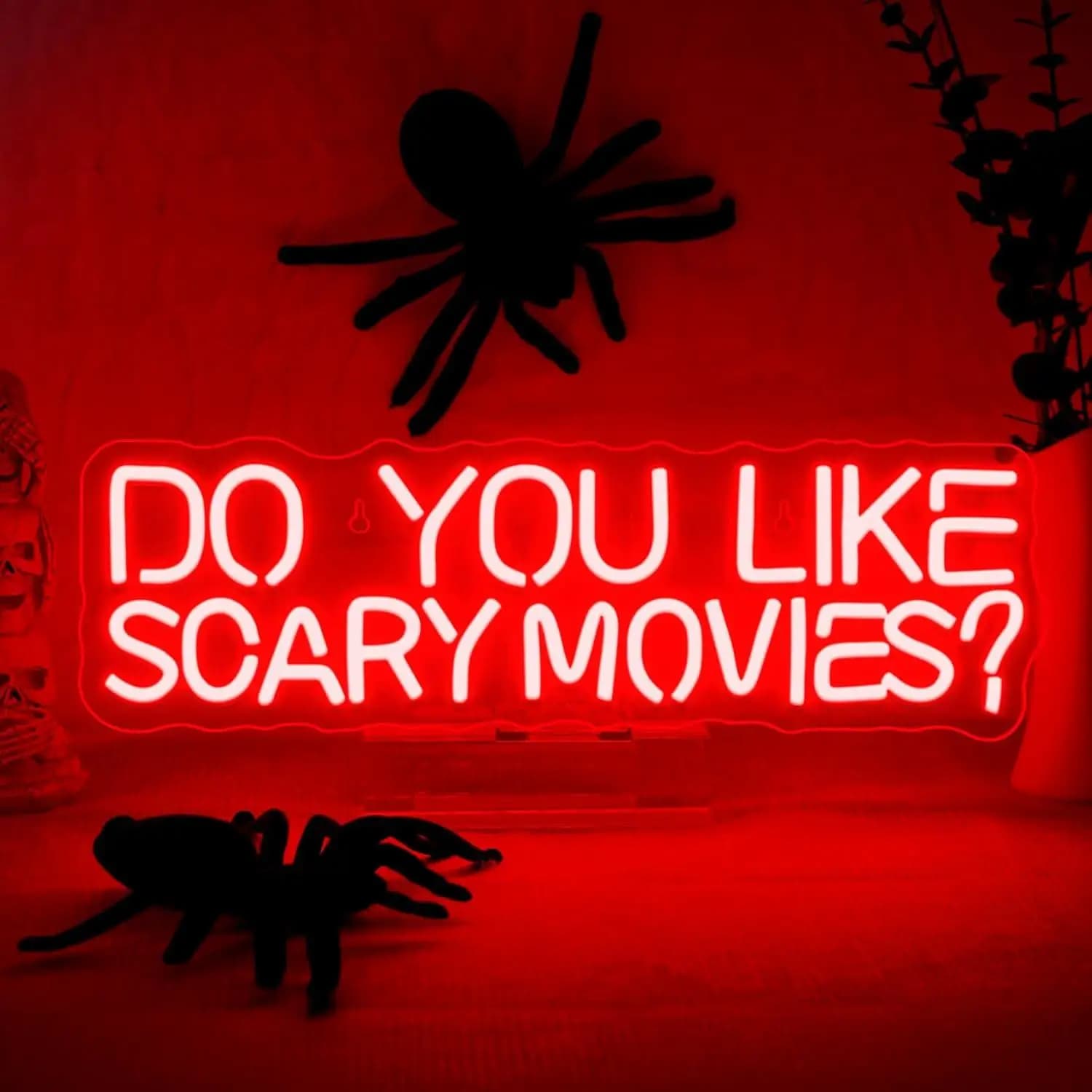 Insegna al Neon LED 'Ti Piacciono i Film Horror?' per Decorazione di Sale Cinematografiche, Escape Room, Bar, Club, Feste, Stanze dei Ragazzi, Man Cave e Sale Giochi
