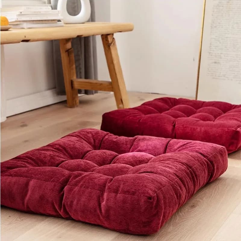 Christmas Red Floor Square Seat Pillow Solid Tufted Thick Pad Meditation Seating Cushion For Yoga Balcony Chair Seat Cushions