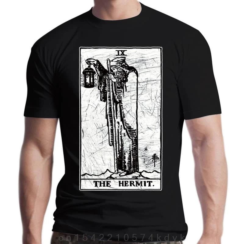 New The Hermit Tarot Card T-Shirt Major Arcana Tune Telling Occult Men Premium 100% Cotton Tees Fitness