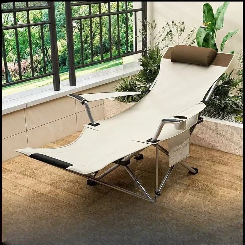 Portable 5 Position Adjustable Folding Chair Bed High Carbon Steel Oxford Fabric Reclining Seat For Camping Fishing Beach