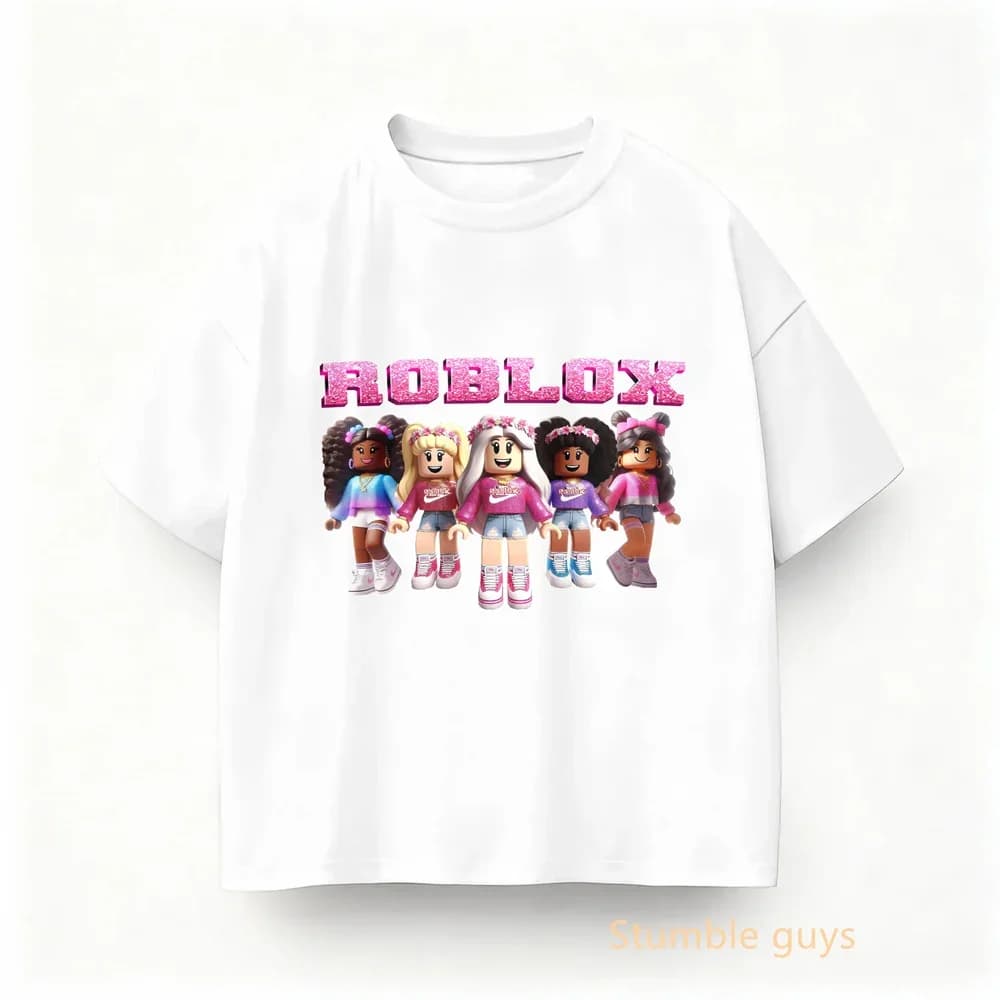 T-shirt estiva per bambini Roblox Gamer Anime, abbigliamento per ragazzi, top per ragazze