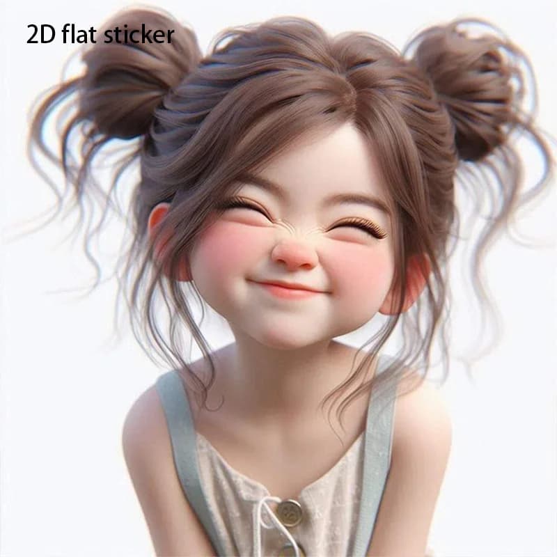 1Pc Cute Double Messy Buns Smiling Girl Vinyl Sticker For Car Motorcycle Laptop Water Bottle Phone Cup Wall Decor