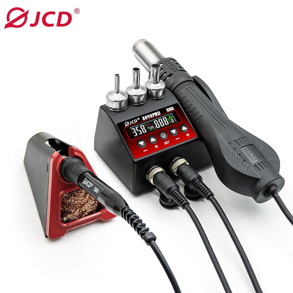 Welding station JCD 8898Pro 2 IN 1 750W with hot air gun, double digital LCD display, welder, SMD reprocessing and welding tools