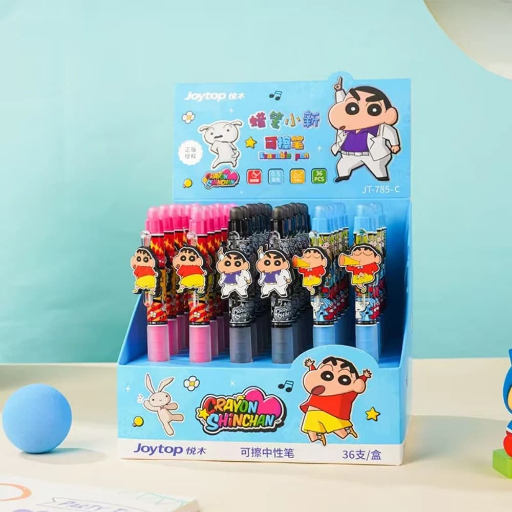 Penne a Sfera Cancellabili Originali Anime Crayon Shin-Chan, Penne Gel Blu 0.5mm, Cancelleria per Ufficio e Studio, Regalo per Ragazze