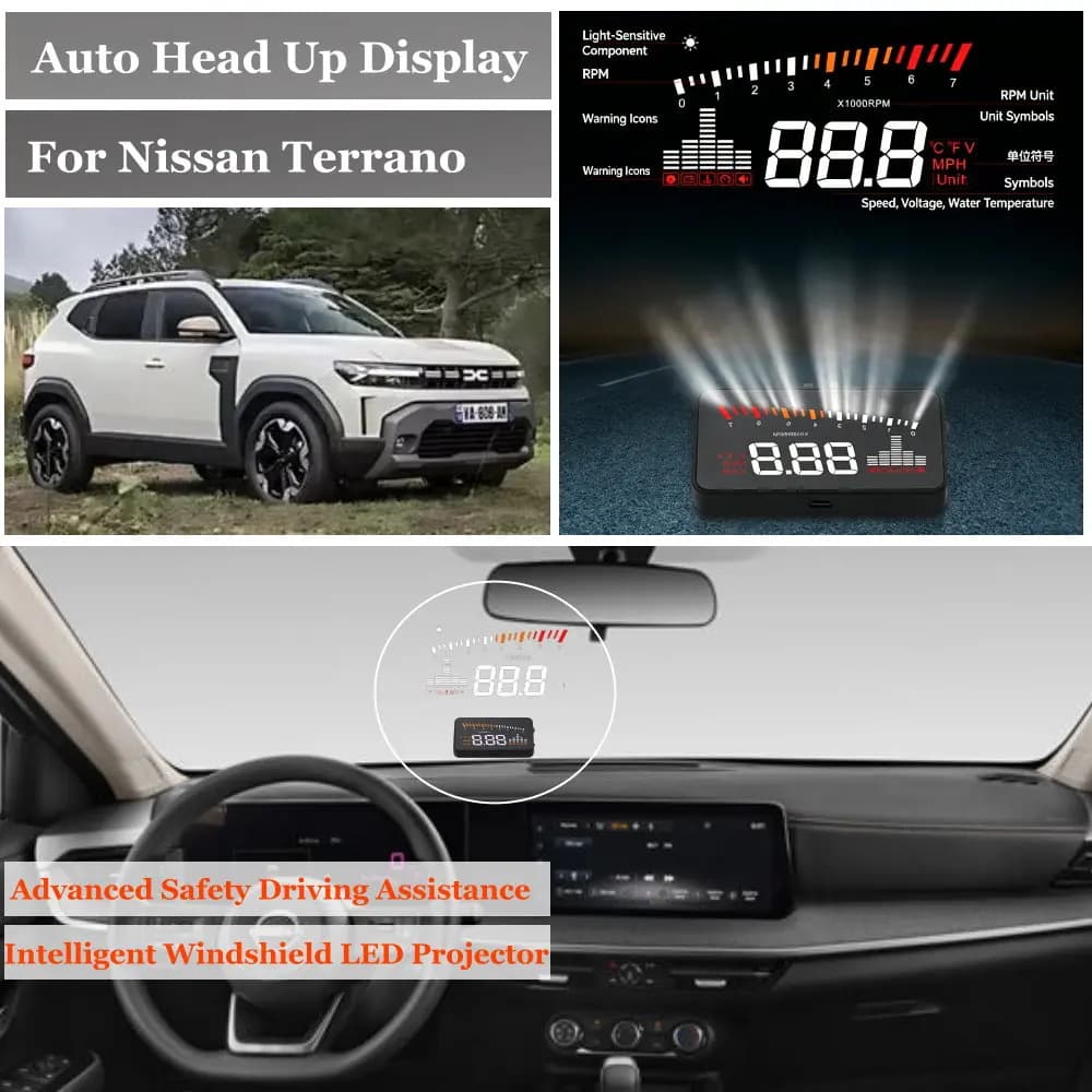 Car Head Up Display For Nissan Terrano D10 Sentra B17 2014-2026 HUD Windshield Projector Accessories Speedometer Odometer RPM