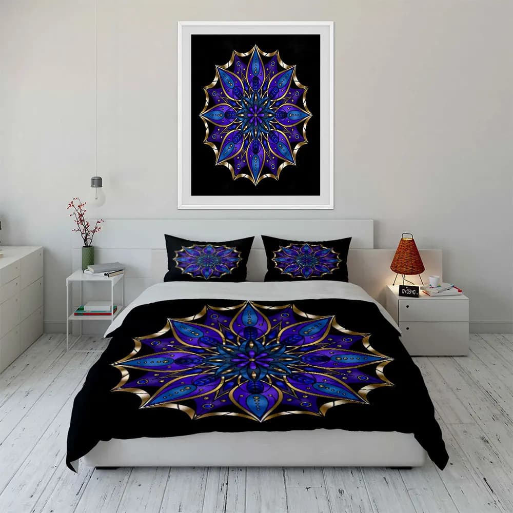 "Mandala Pattern Decor Set" Bedding Set with 1 Duvet Cover 2 Pillowcases Single Double King Queen, Gift