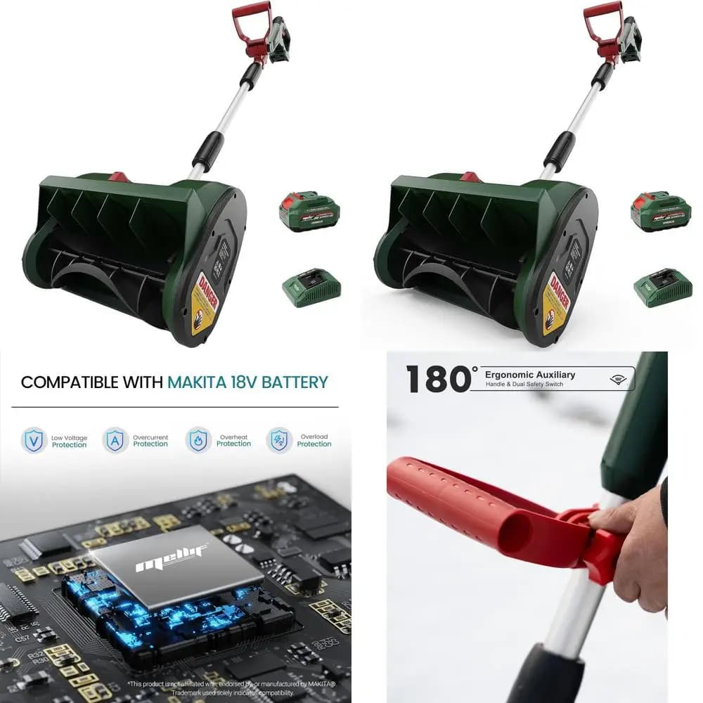 Spazzaneve a batteria da 18 V, 12 spazzaneve elettrici con impugnatura regolabile, batteria da 4,0 Ah e caricabatterie rapido