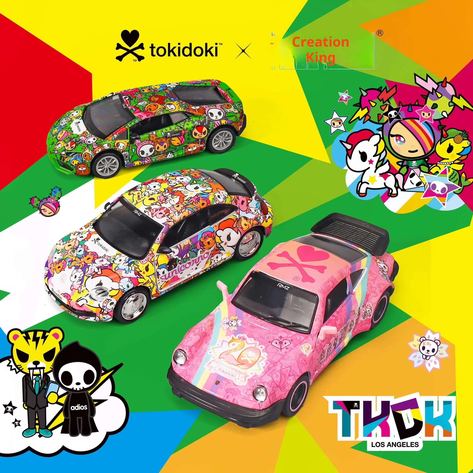 Modellini Auto in Lega 1:36 Edizione Co-brandizzata TOKIDOKI Ufficiali Porsche BMW Audi Lamborghini Maserati da Collezione e Decorazione