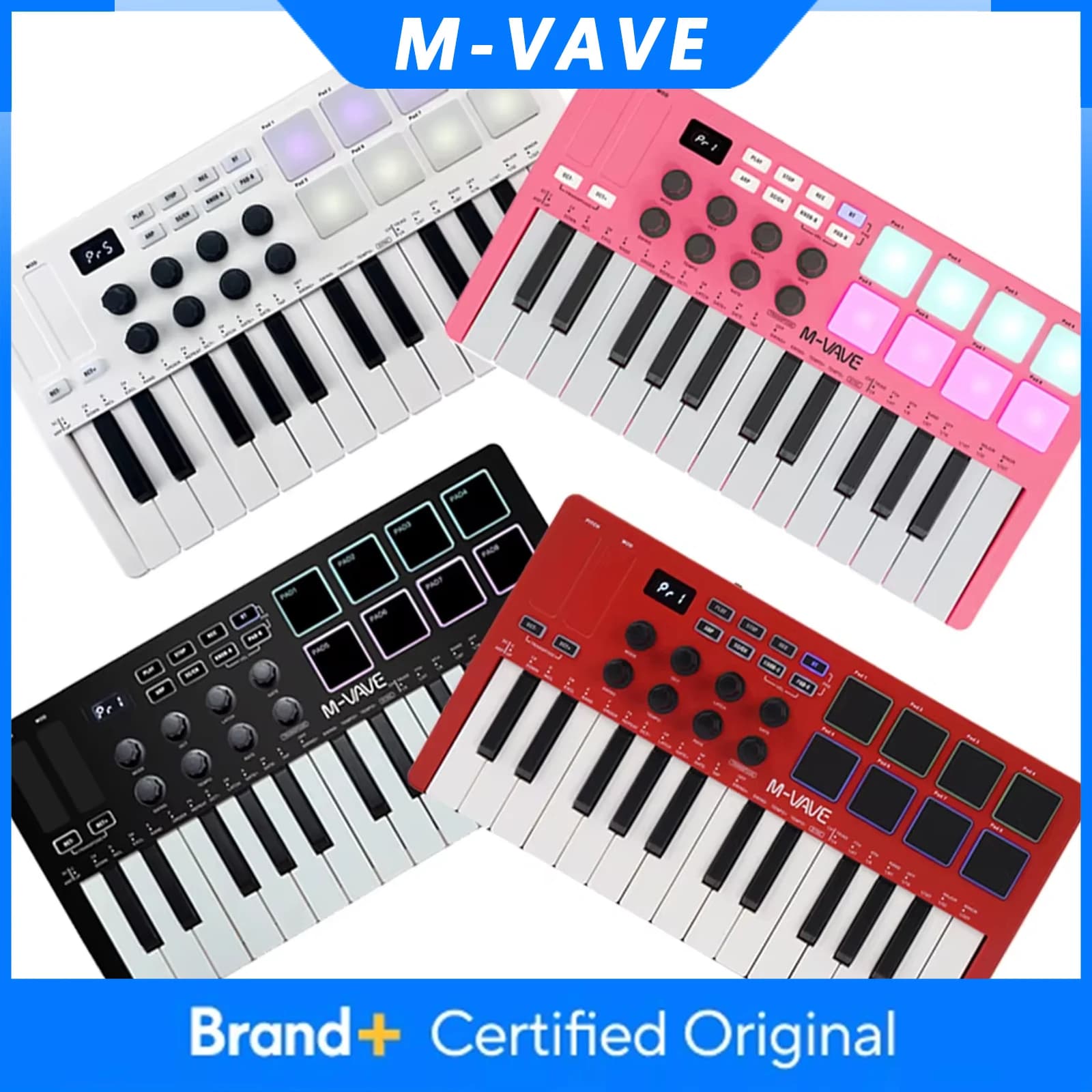 M-VAVE SMK-25 Controller MIDI con 8 Pad RGB Retroilluminati, Tastiera Musicale a 25 Tasti per Produzione Musicale