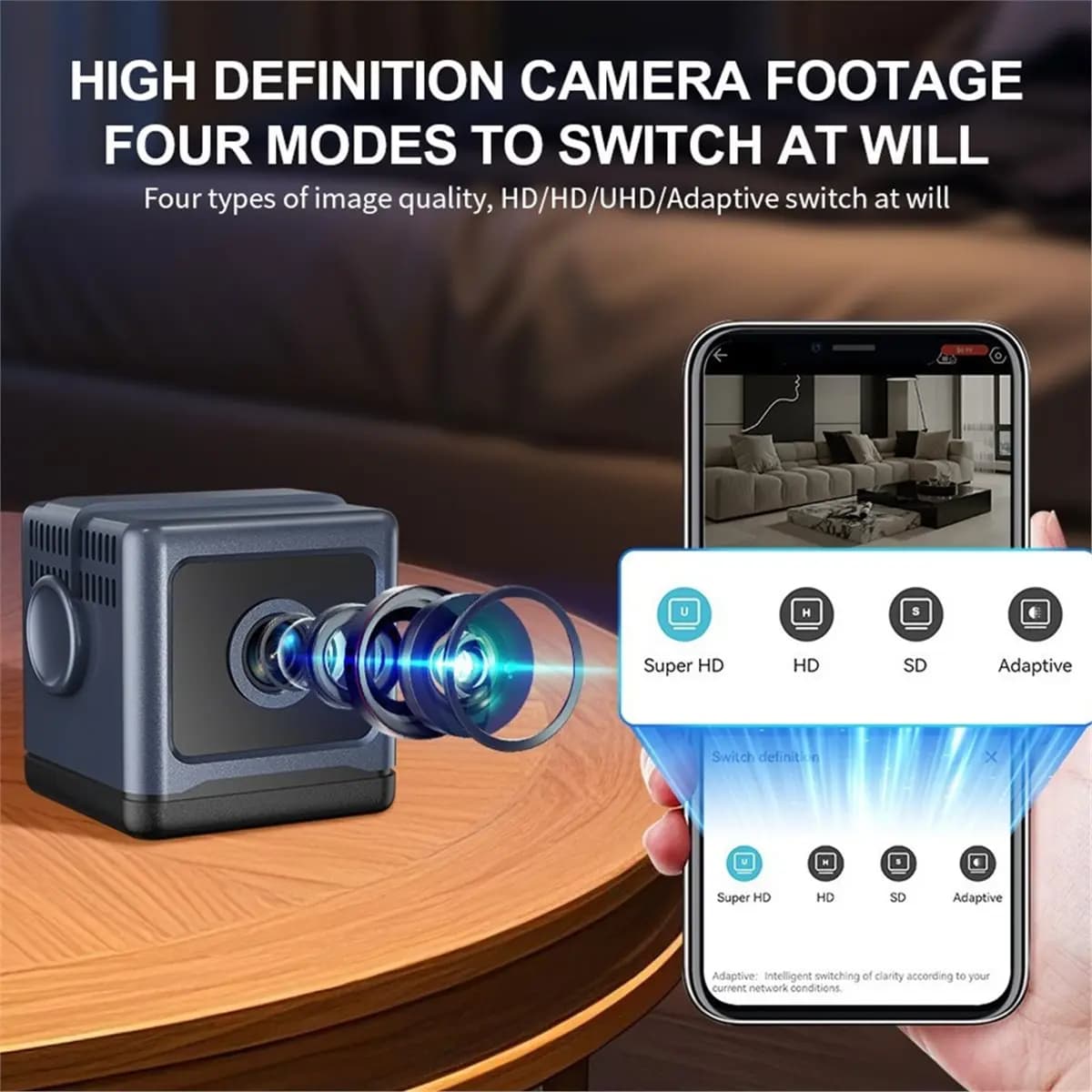 Telecamera di sicurezza OKgood, telecamera wireless WiFi da interno a 2,4 GHz, rilevamento del movimento, sorveglianza domestica per il monitoraggio di neonati, animali domestici e babysitter