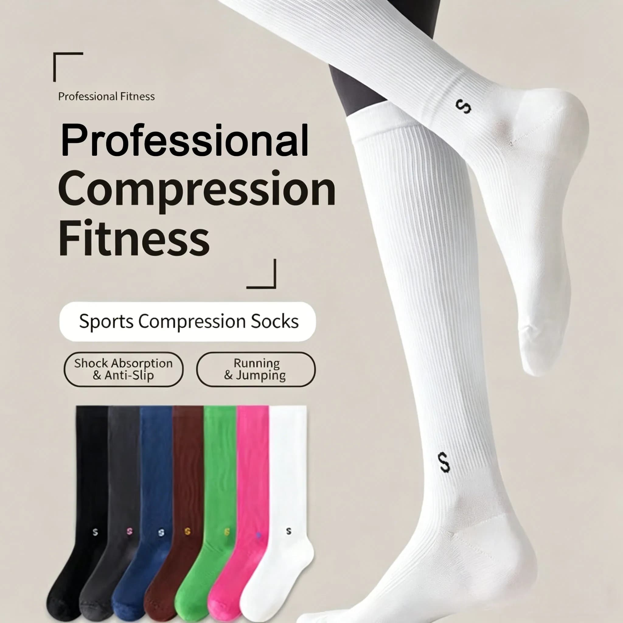 Calze a Compressione Professionali per Sportivi Donna, Calze Traspiranti a Pressione per Corsa, Salto della Corda, Fitness, Dimagrimento Estivo