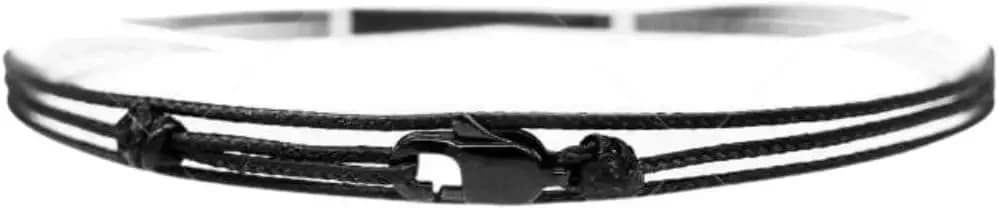 Bracciale in Corda Nautica per Uomo, Impermeabile e Regolabile, con Moschettone, Regalo per Lui